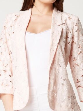 BCBG Coastal Feminine Pink Lace Cotton Jacket